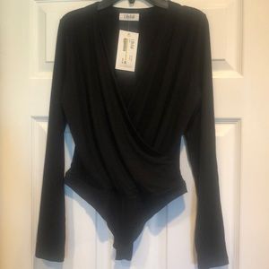 Black cross over bodysuit